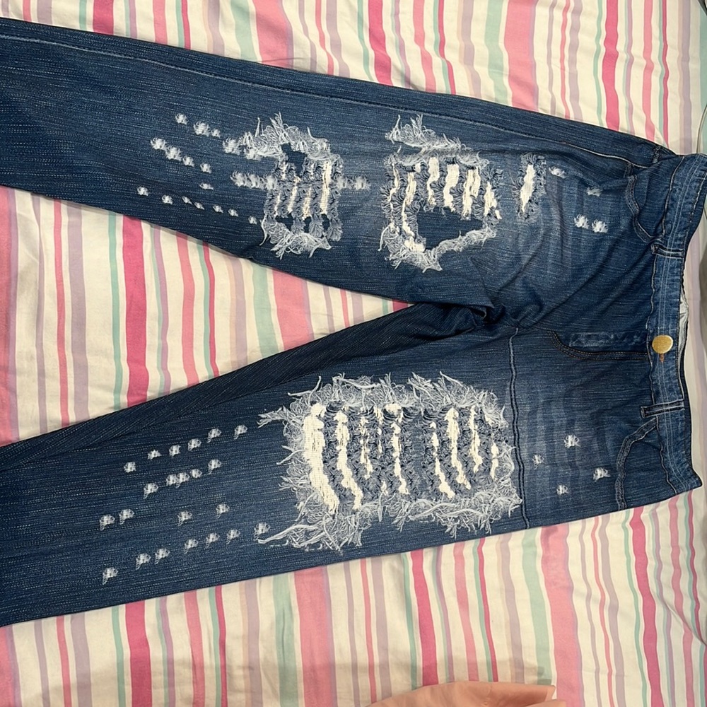 Rainbows , jeggings look like jeans but there leggings blue denim pants